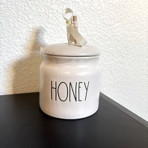 Rae Dunn Ceramic HONEY Pot Jar w/Wooden Honey Dipper 4.5” NEW With Tag Farmhouse
